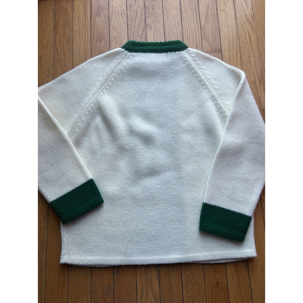 Vintage 60s Ivory Retro Floral Nordic Mod Embroidered Sweater Sz L - Picture 4 of 4